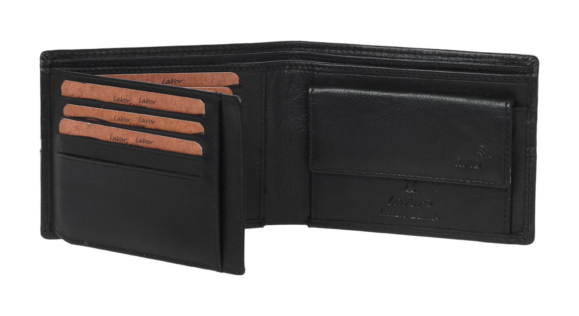 Leather wallet in black colour. 3646