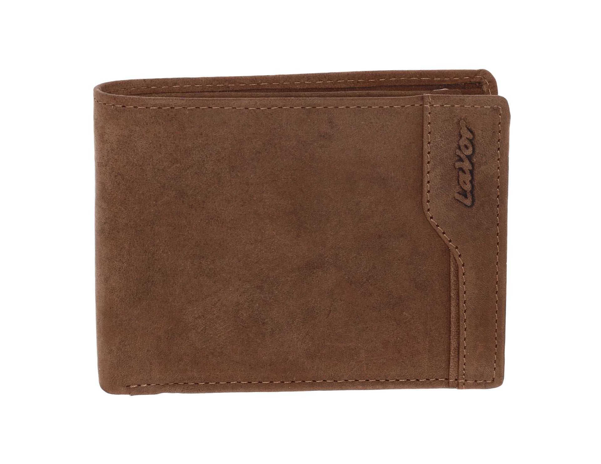 Suede, leather wallet in brown colour. 3709