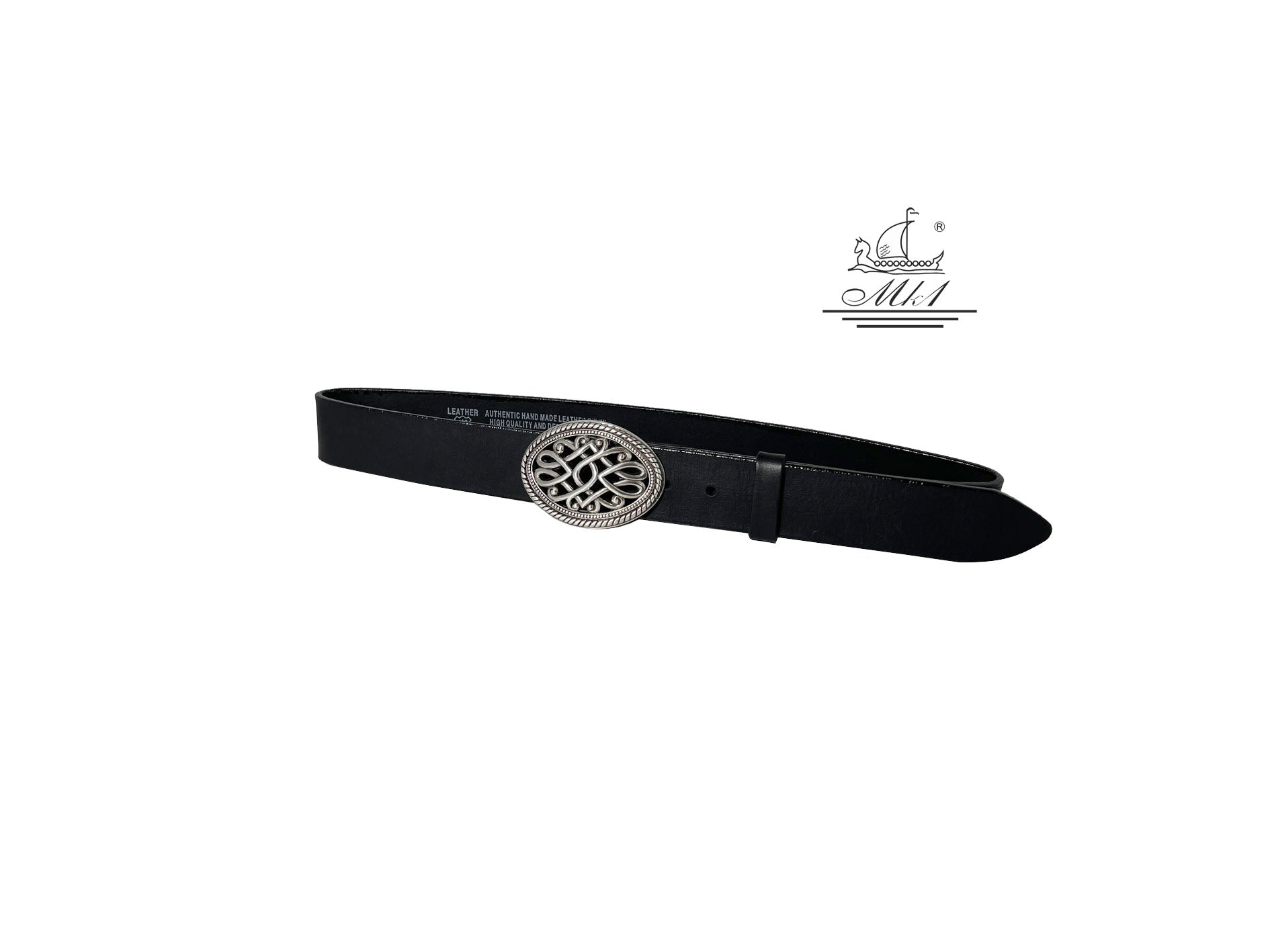 Unisex 4cm wide belt handcrafted from black leather.  101237/40B