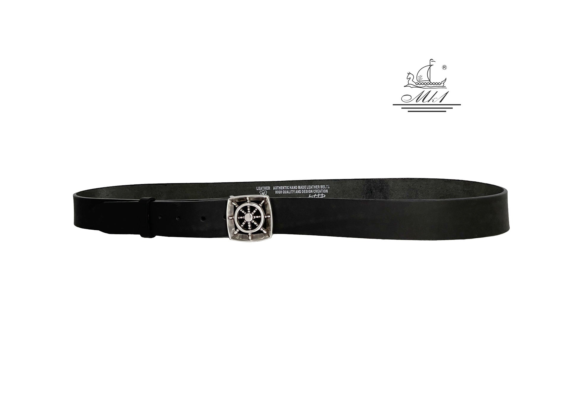 Handmade casual leather belt in black colour. 101232/40B