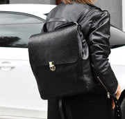 Elektra - soft black leather backpack with flower design WT/283M