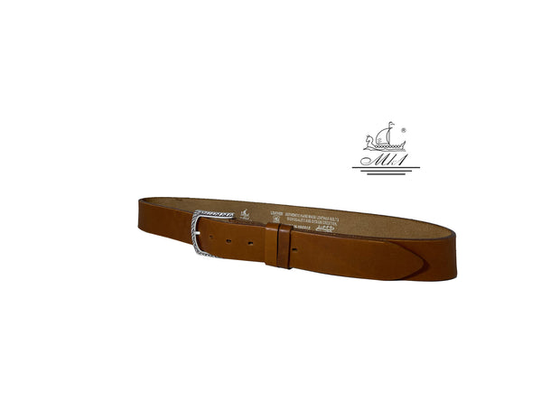 Unisex 4cm wide belt handcrafted from light brown leather 100/40TB