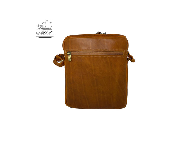 "Iason" - midsize men's crossbody bag handcrafted from soft light brown leather WT/AN2TB