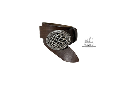 Unisex 4cm wide belt handcrafted from brown leather.  101237/40BR