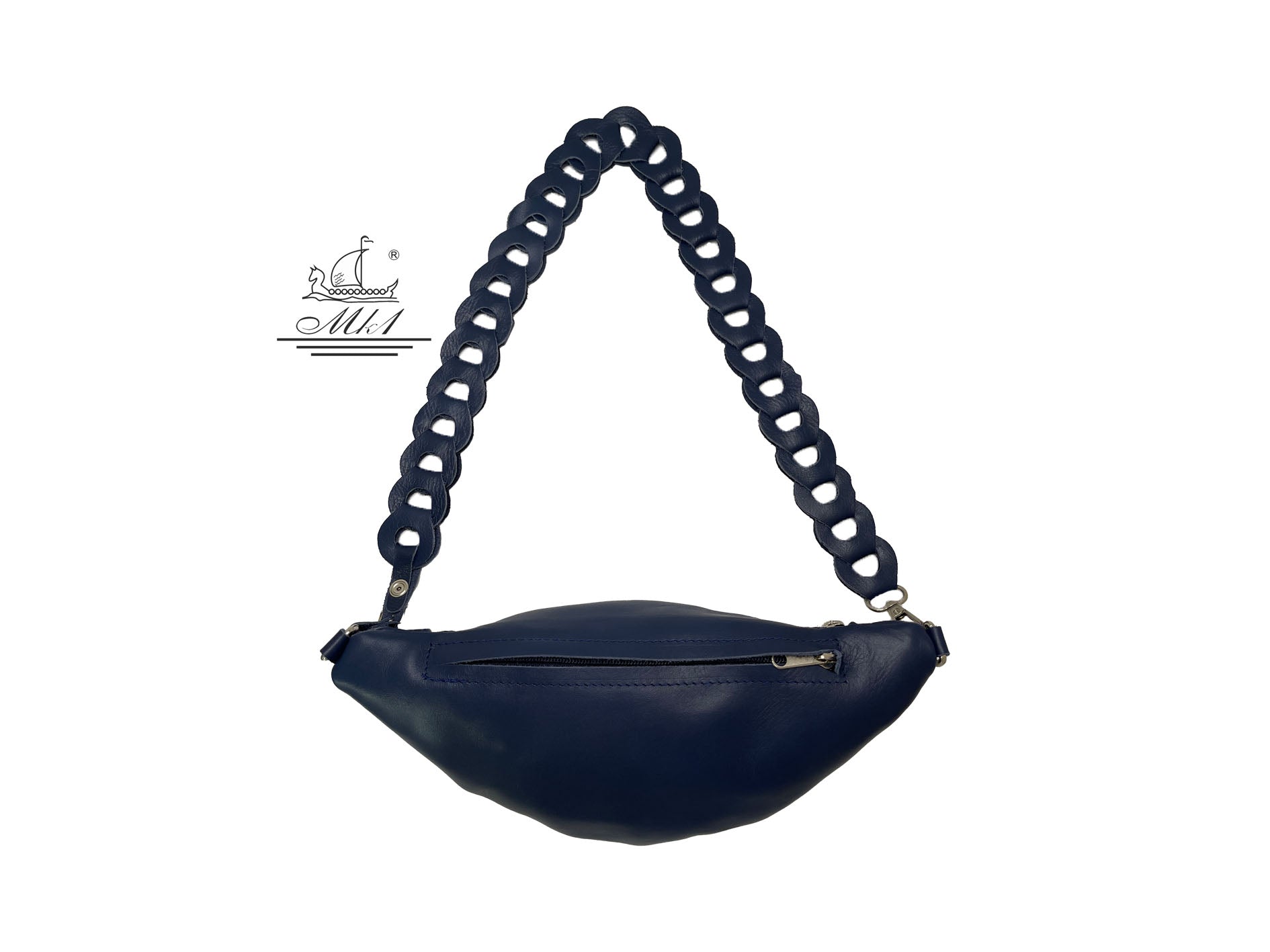 Leather handcrafted waist bag. mp1-b8