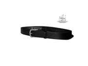 Unisex 4cm wide belt handcrafted from black leather. 100/40B