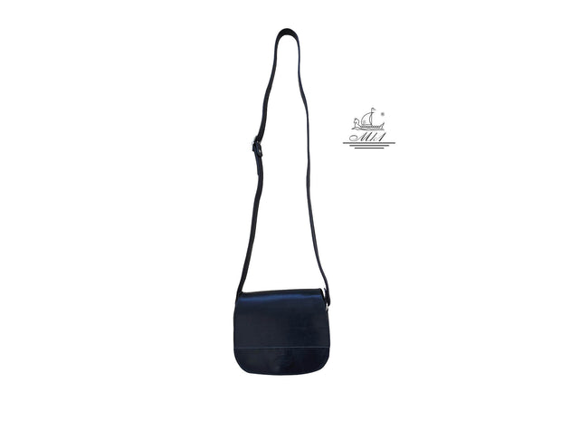 "Fedra" - small crossbody bag handcrafted from natural black leather WT/60M