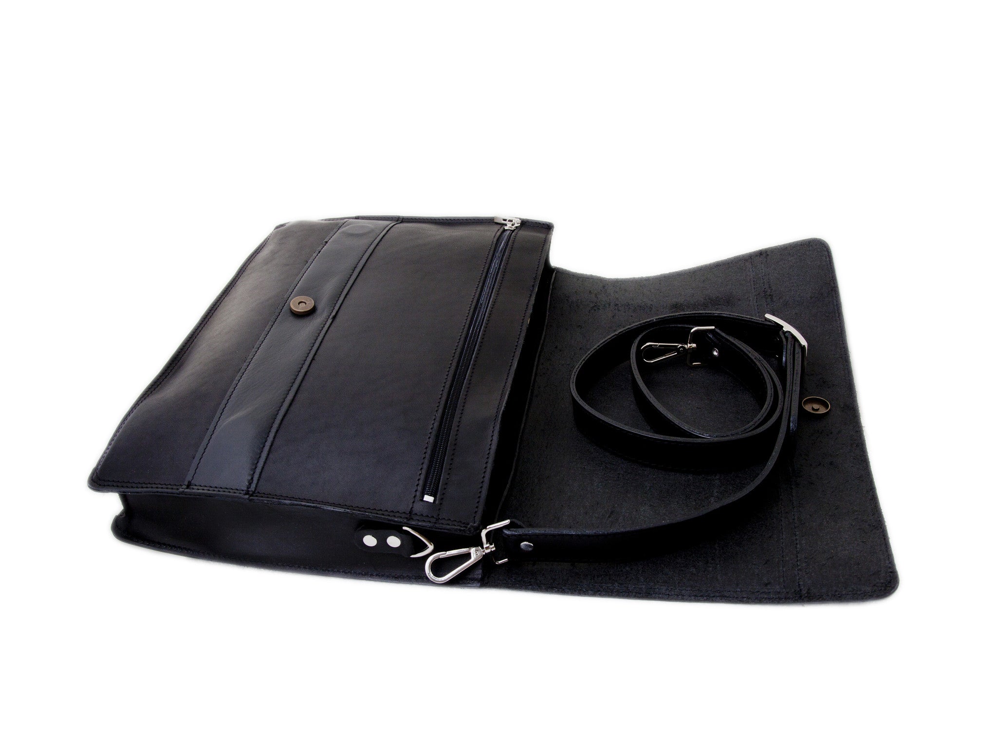 "Ersi" - A4 office bag handcrafted from natural black leather WT/84