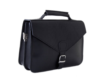 "Orestis" - small briefcase handcrafted from natural black leather WT/87