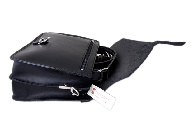 "Orestis" - small briefcase handcrafted from natural black leather WT/87