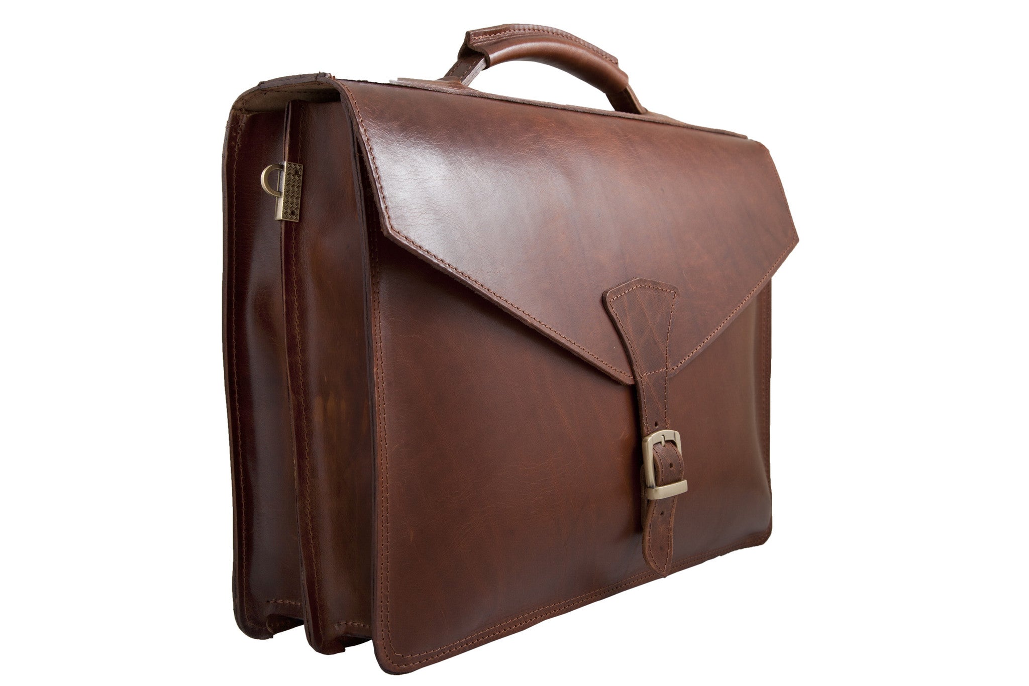 "Odysseas" A4 briefcase handcrafted from natural brown leather WT/43K