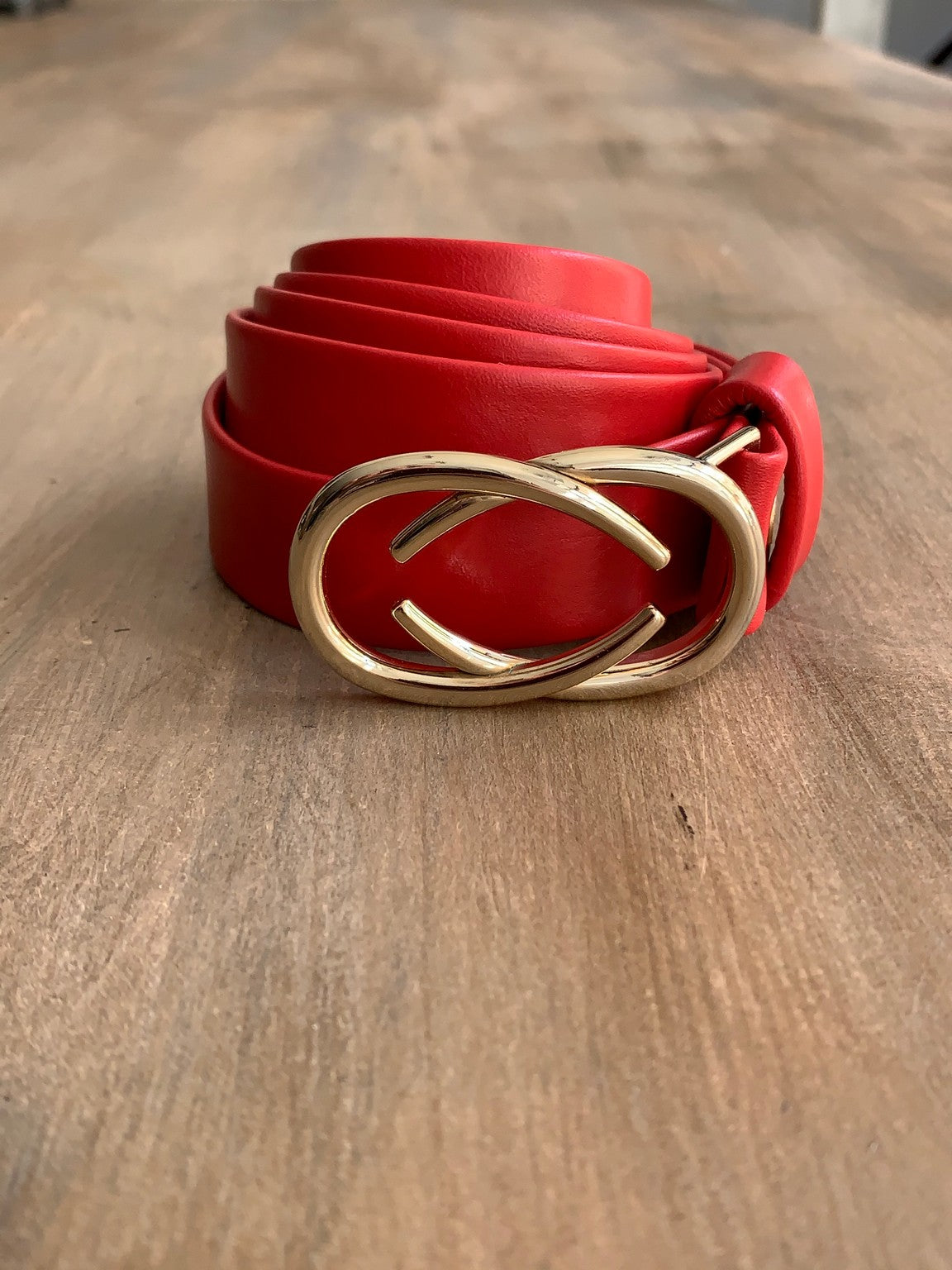 Women's thin belt handcrafted from red soft leather ideal for dresses WB101293/25G