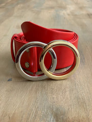 Women's 4cm wide belt handcrafted from red soft leather ideal for dresses WB101293/40