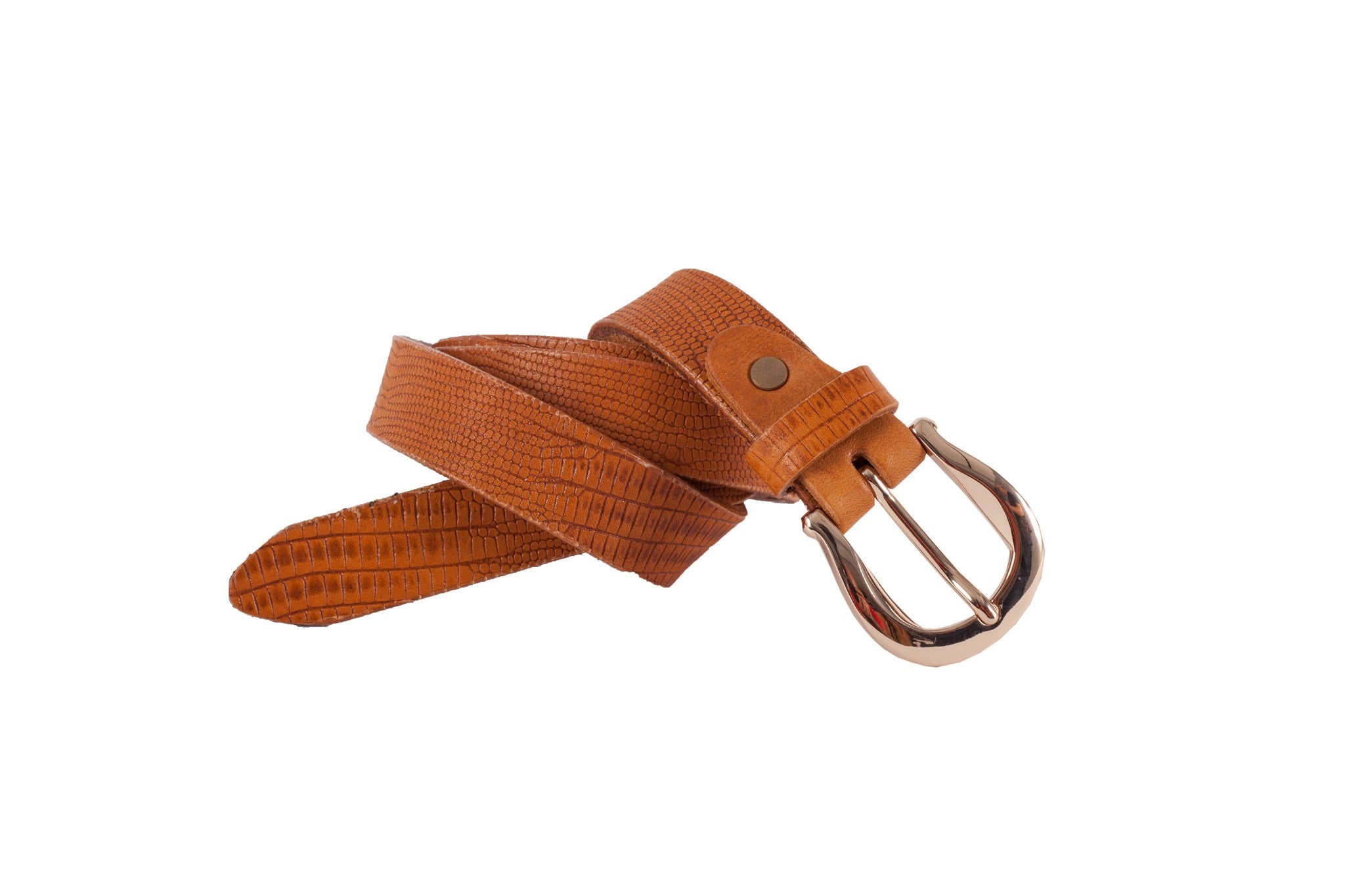 WW418/25 Belt in camel color with relief design with an beautiful 2.5cm width buckle