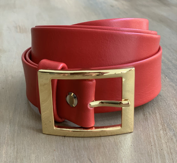 Women's thin belt handcrafted from red soft leather ideal for dresses WB5248/30G