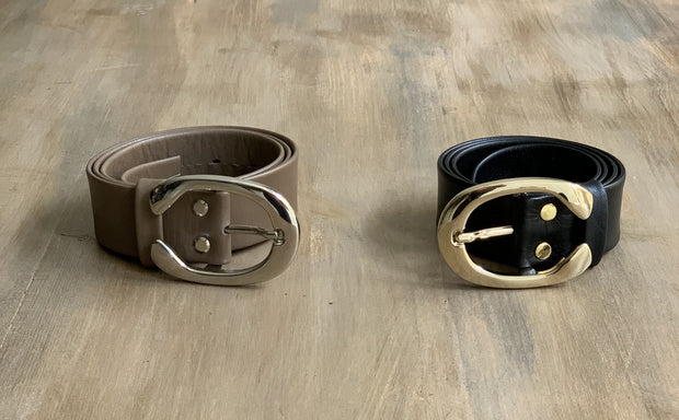 Women's 4cm wide belt handcrafted from soft black leather ideal for dresses WB101294/40G
