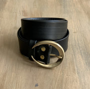 Women's 4cm wide belt handcrafted from soft black leather ideal for dressesWB10589/40G