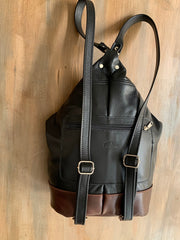 "Pinelopi" - midsize backpack handcrafted from soft black leather WT/65M