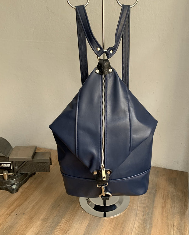 "Pinelopi" - midsize backpack handcrafted from soft blue leather WT/65MP