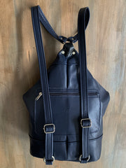 "Pinelopi" - midsize backpack handcrafted from soft blue leather WT/65MP