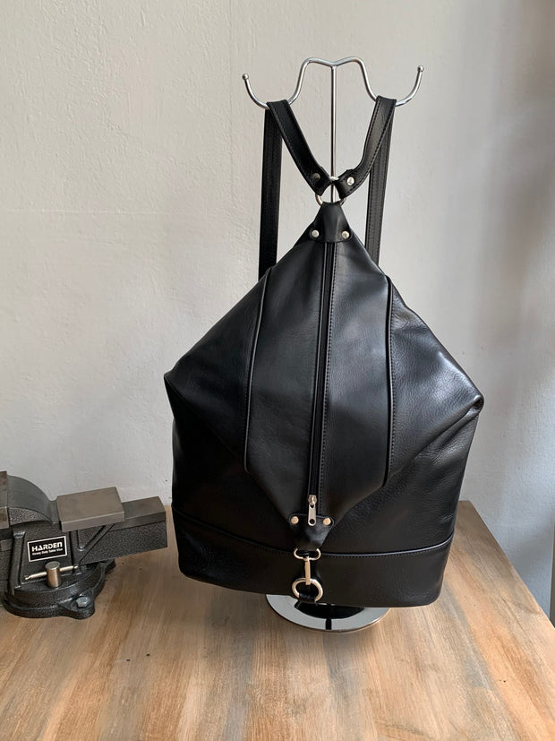 "Kriti" - bigsize backpack handcrafted from soft black leather WT/65GFM