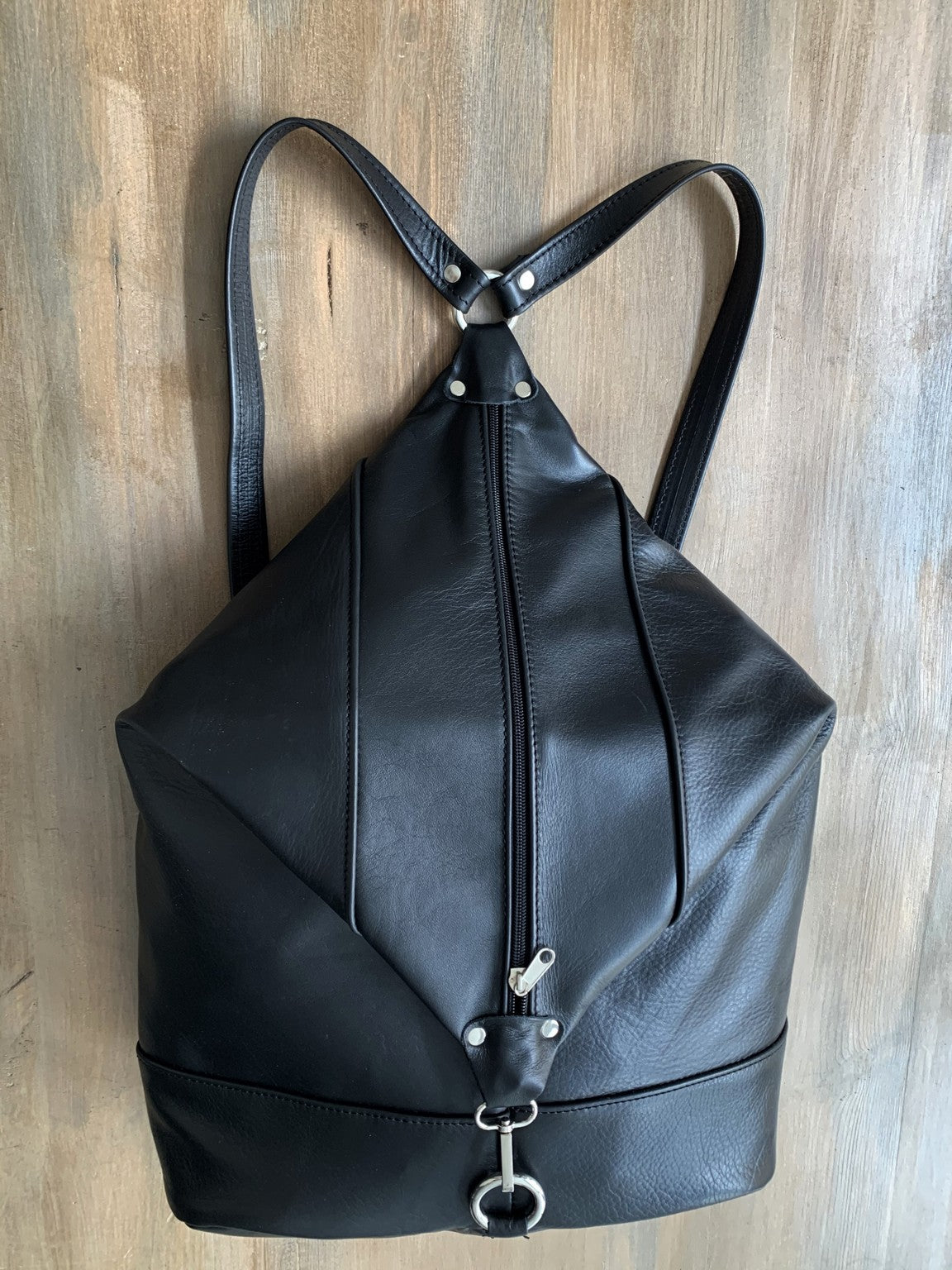 "Kriti" - bigsize backpack handcrafted from soft black leather WT/65GFM