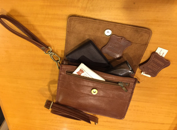 "Sokratis" - small crossbody bag handcrafted from natural light brown leather with lock WT/55KWT/55LK