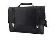 "Patroklos" A4 briefcase handcrafted from natural black leather with flower design WT/45A4ML