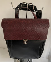 Elektra - soft black leather backpack with brown croco design WT/283M