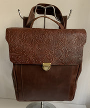 Elektra - Pullup brown leather backpack with snake design WT/283K