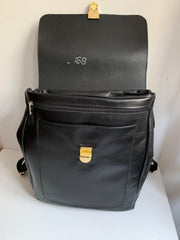 Elektra - soft black leather backpack with brown flower design WT/283M
