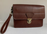 "Sokratis" - small crossbody bag handcrafted from natural light brown leather with lock WT/55KWT/55LK