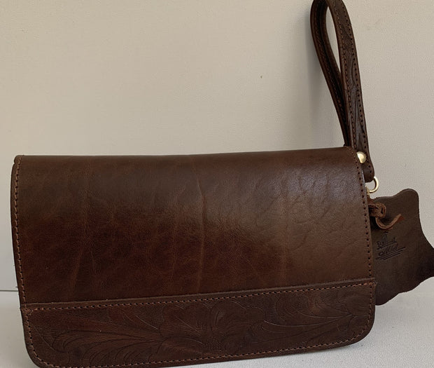 "Oneiros" - small crossbody bag handcrafted from natural light brown leather WT/58FLK