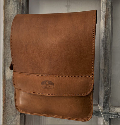 "Ermis" - midsize men's crossbody bag handcrafted from natural light brown leather WT/66T