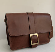 Kalypso" - small crossbody bag handcrafted from natural brown leather WT/325F2F