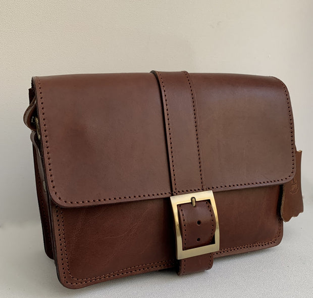 Kalypso" - small crossbody bag handcrafted from natural brown leather WT/325F2F