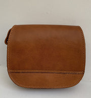 "Fedra" - small crossbody bag handcrafted from natural light brown leather with snake details WT/60T