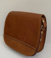 "Fedra" - small crossbody bag handcrafted from natural light brown leather with snake details WT/60T