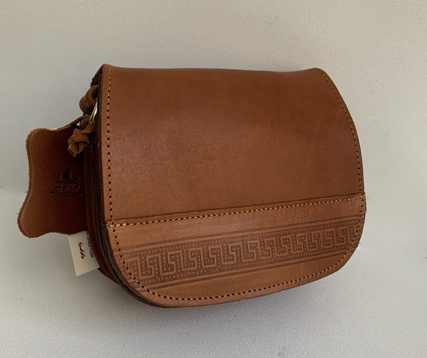 "Fedra" - small crossbody bag handcrafted from natural light brown leather WT/60T