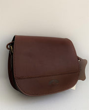 "Fedra" - small crossbody bag handcrafted from natural brown leather with flower details WT/60K