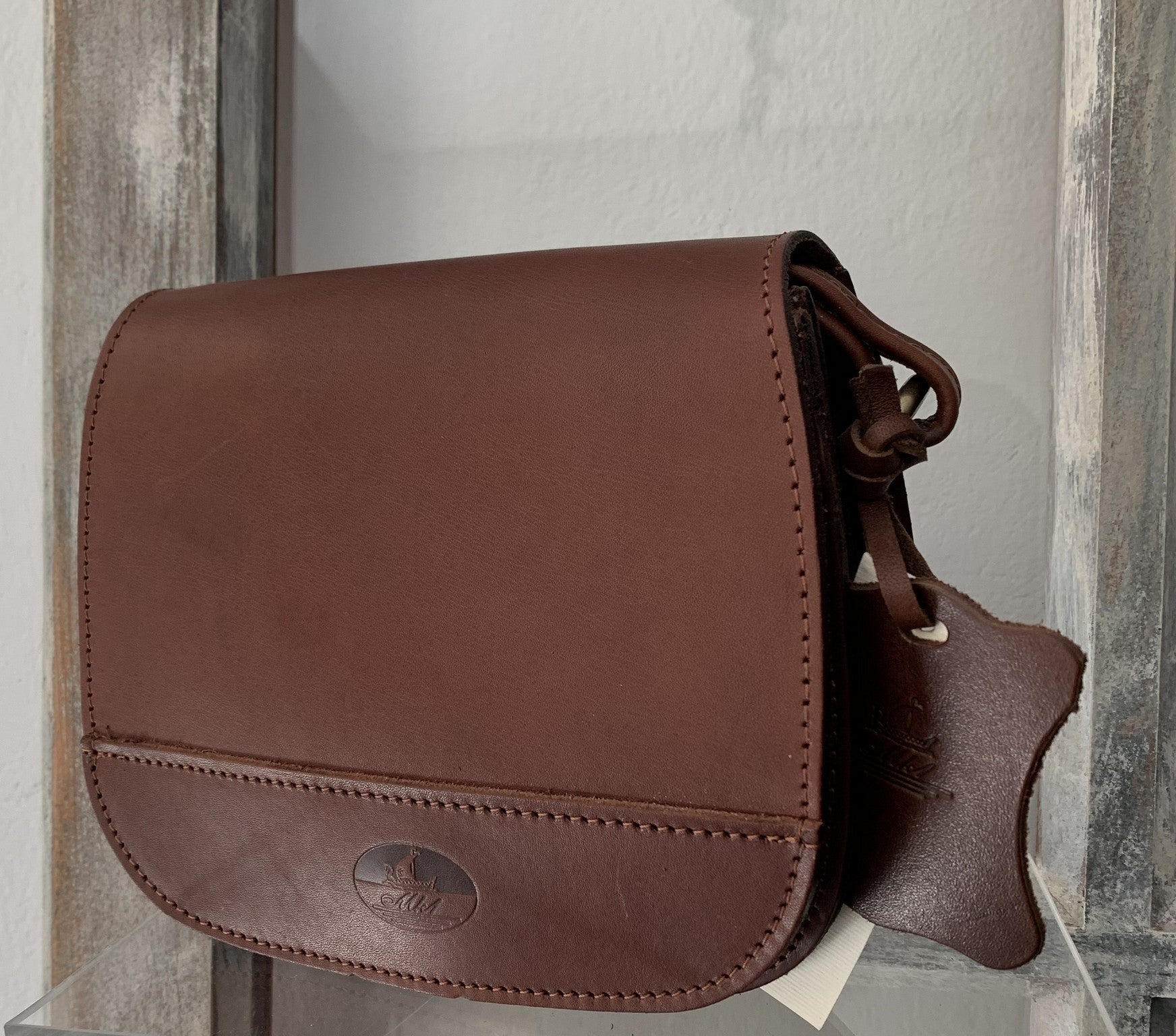 "Fedra" - small crossbody bag handcrafted from natural brown leather WT/60K