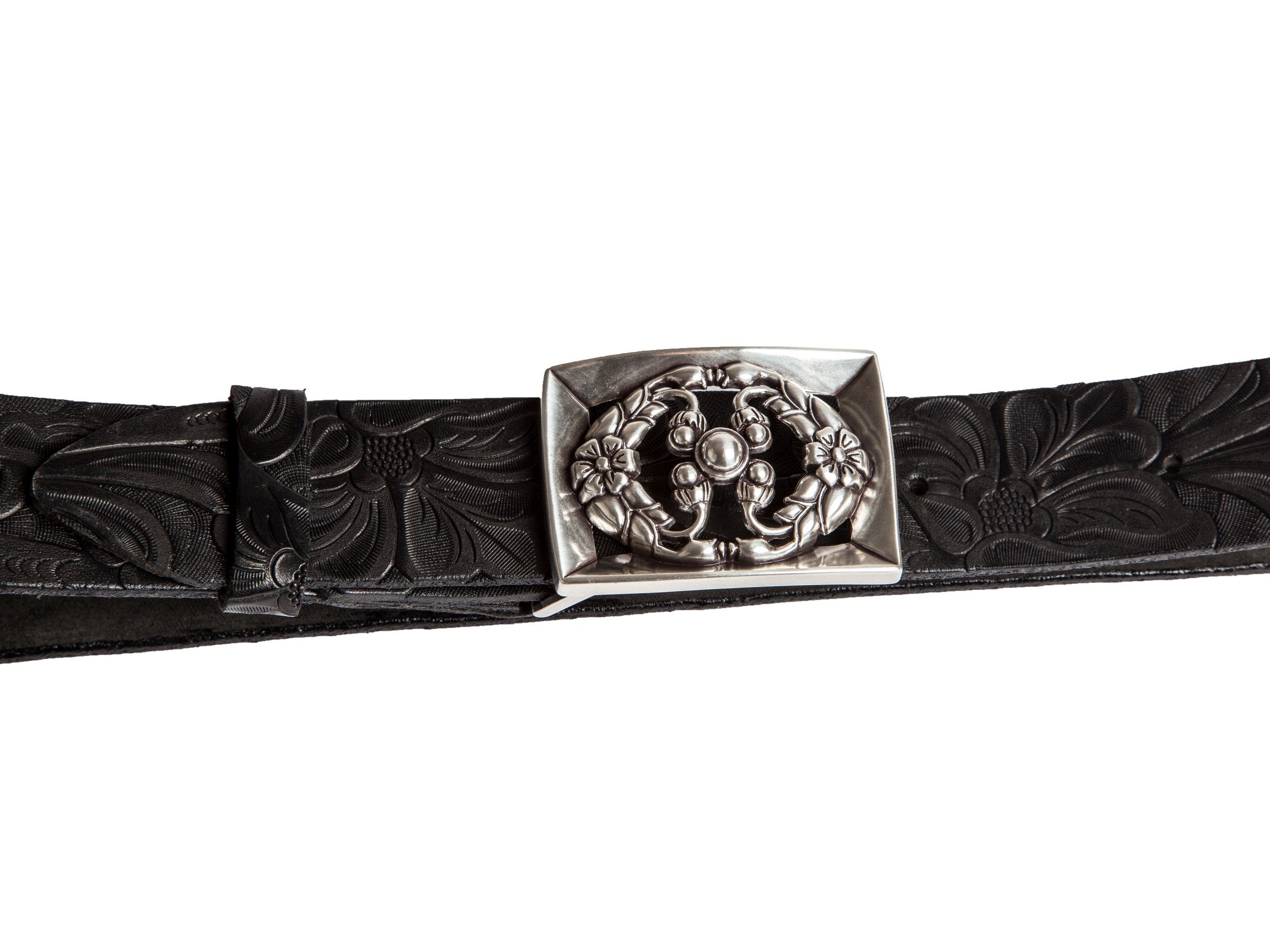 Belt for jeans handcreafted from natural leather with relief design WS244/40