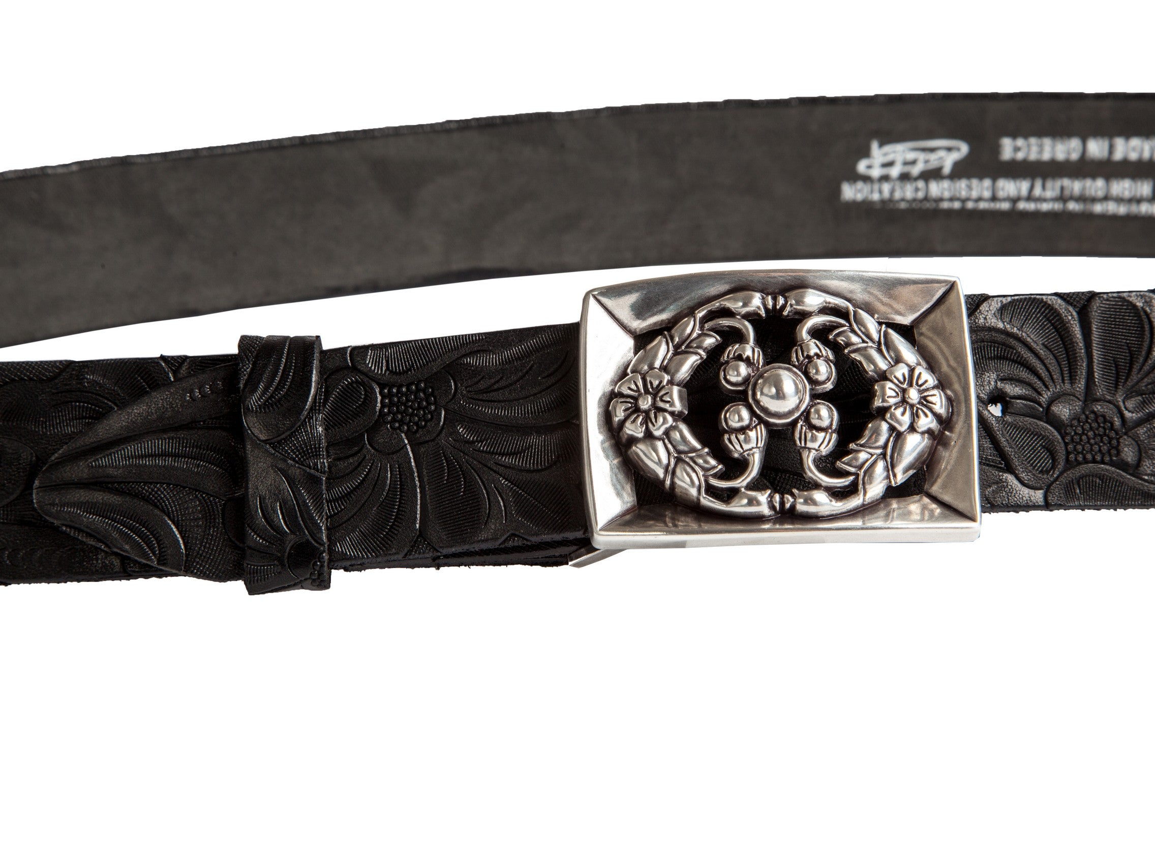 Belt for jeans handcreafted from natural leather with relief design WS244/40