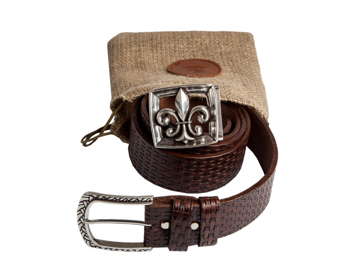 WS251/40 Handmade casual leather belt in brown color