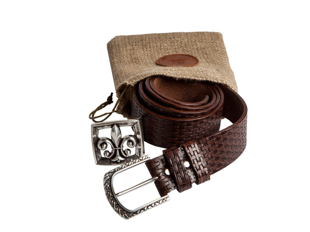WS251/40 Handmade casual leather belt in brown color