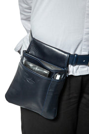 Waiter bag in soft blue leather WB/6