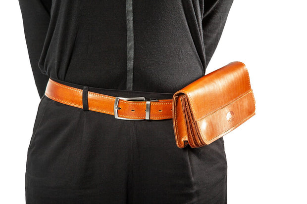 Waiter bag in light brown leather WB/2