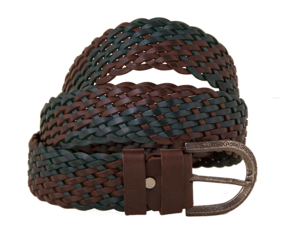 Knitted leather belt