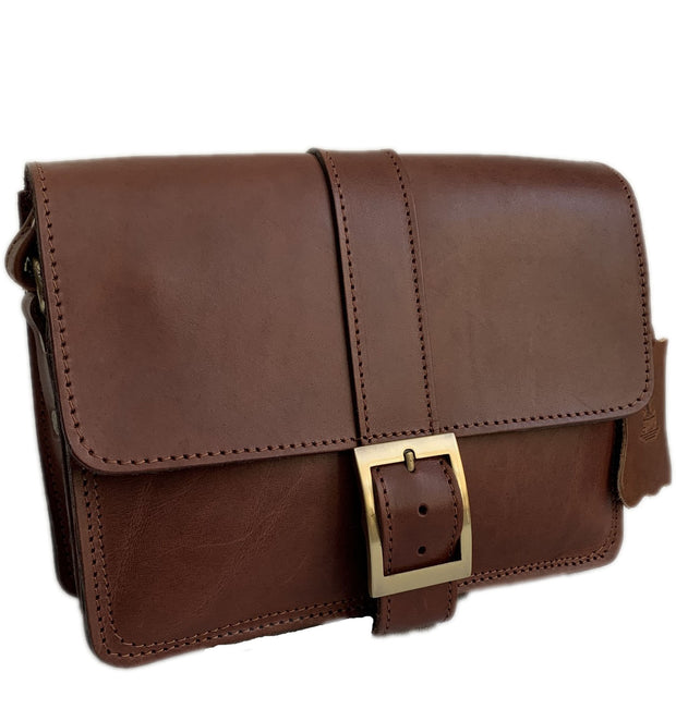 Kalypso" - small crossbody bag handcrafted from natural brown leather WT/325F2F