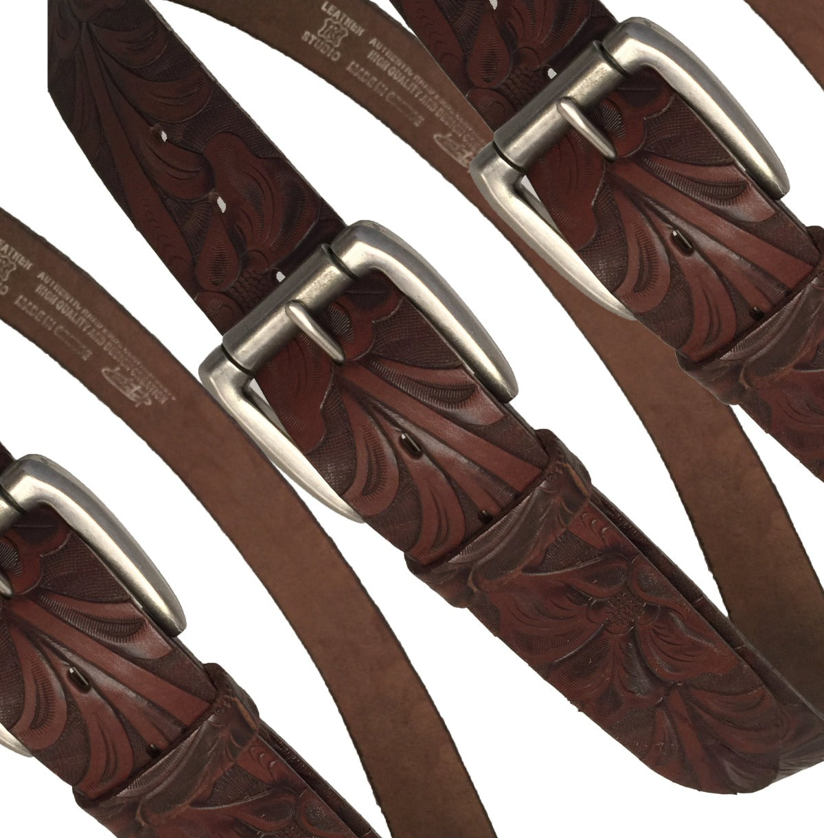 22/40k-ll Hand made  leather belt, 4 cm width, and  roll buckle.